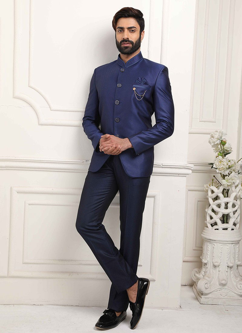 Blue Colour jodhpuri Stylish Fancy Function Wear Suiting Heavy Mens Collection 1582